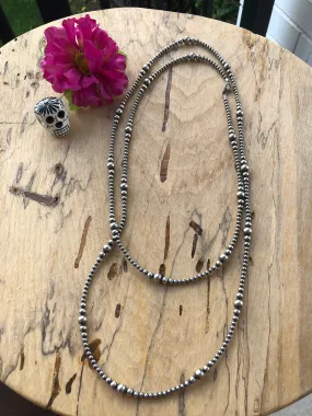 60" "Navajo Style" Sterling Pearls