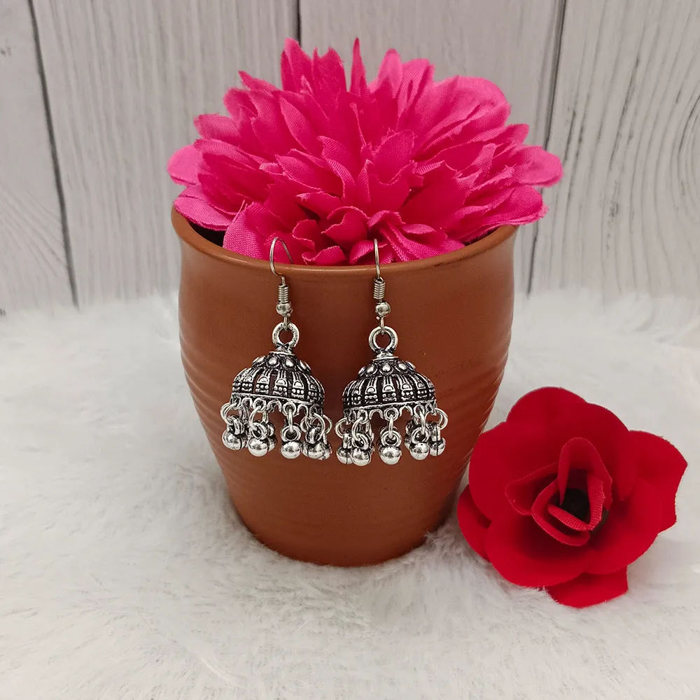 Bhavi Jewels Oxidised Plated Jhumkis Earrings