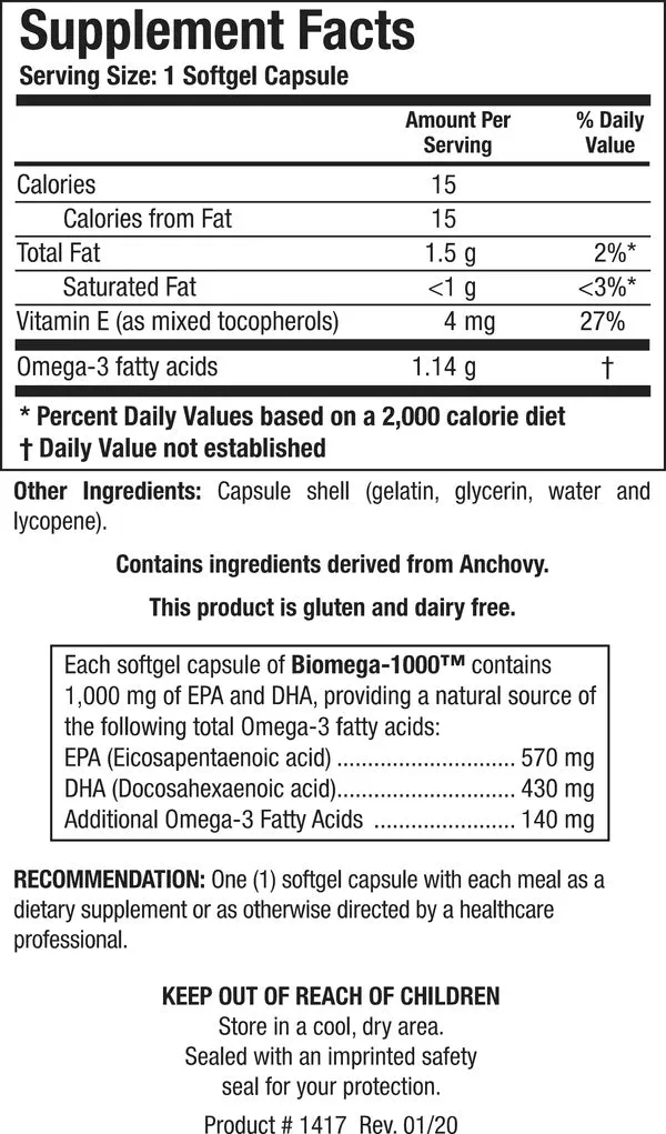 Biomega-1000 by Biotics Research - Gluten Free