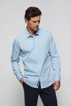 Camisa Slim de popelín azul celeste con logo Polo Club