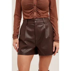 Faux Leather Pleated Shorts