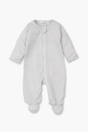 Gray Classic Rib Zipper Footie