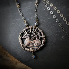 hart of the oak bower amulet - bronze & labradorite