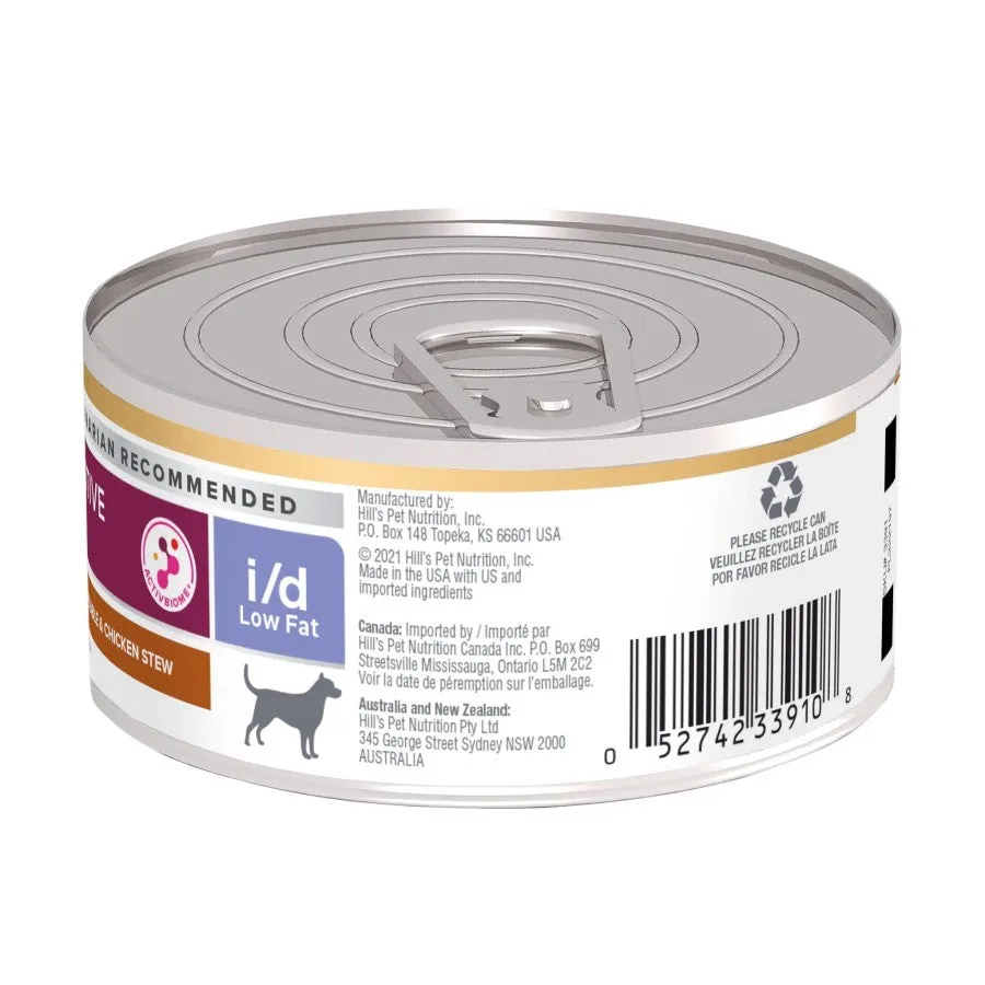 Lata Hill's Prescription Diet Perro i/d Low Fat Estofado de Arroz, Vegetales y Pollo 156 Gr. (5.5 Oz.)