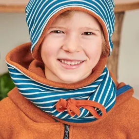 Lined Neck warmer "Stripes Water by Night | Fleece Copper Marl" - 98% organic cotton, 2% elastane