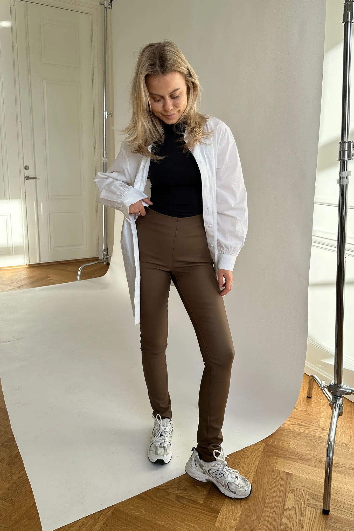 OBJBelle Imiteret Leggings - Brun