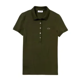 Polo Donna Lacoste Slim Fit Verde Militare