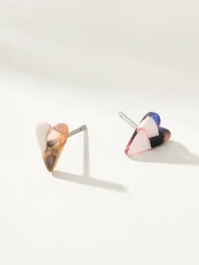 Resin Heart Stud Earrings