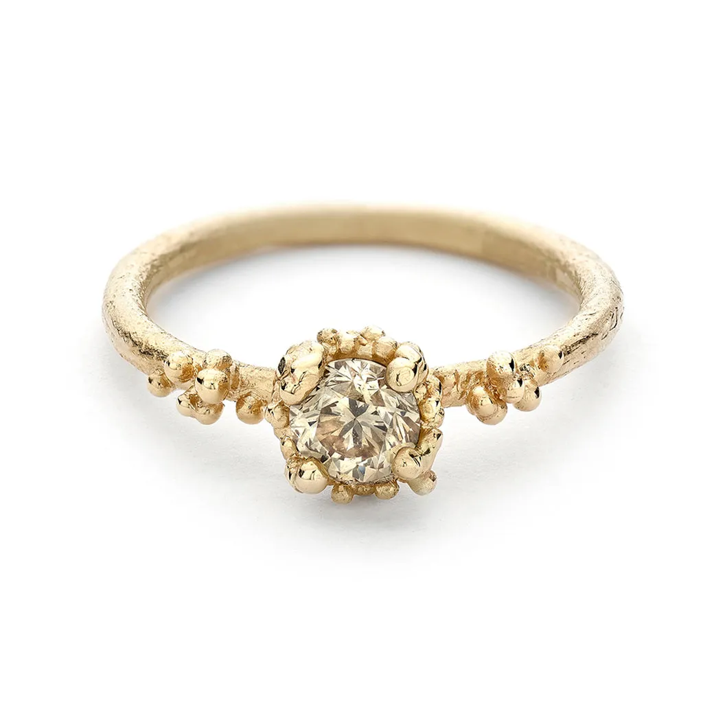 Solitaire Champagne Diamond Ring with Granules