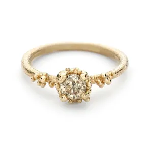 Solitaire Champagne Diamond Ring with Granules